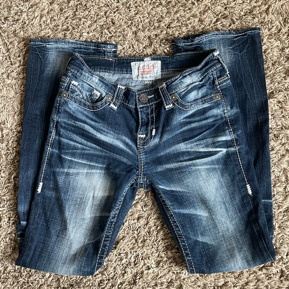 Big Star Distressed Blue Jeans- 27R “Maddie Boot”